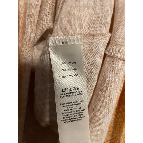 Chicos Shirt Womens 3 US XL Yellow White Boho Peasant Tassel V Neck Rayon Tunic - Picture 4 of 8